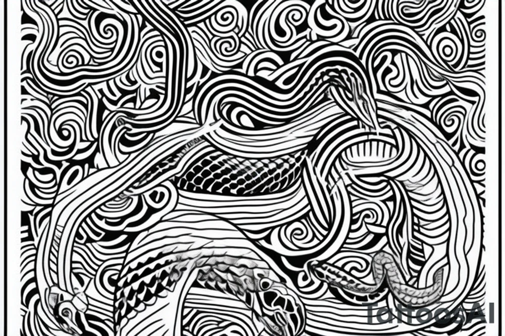 outlined snake black and white tattoo idea