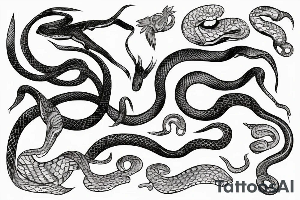 outlined snake black and white tattoo idea