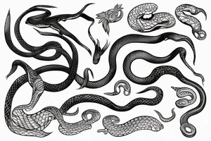 outlined snake black and white tattoo idea