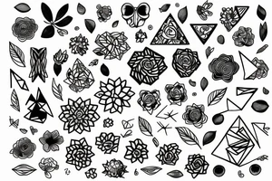 Geometric shapes that slowly change into flowers tattoo idea