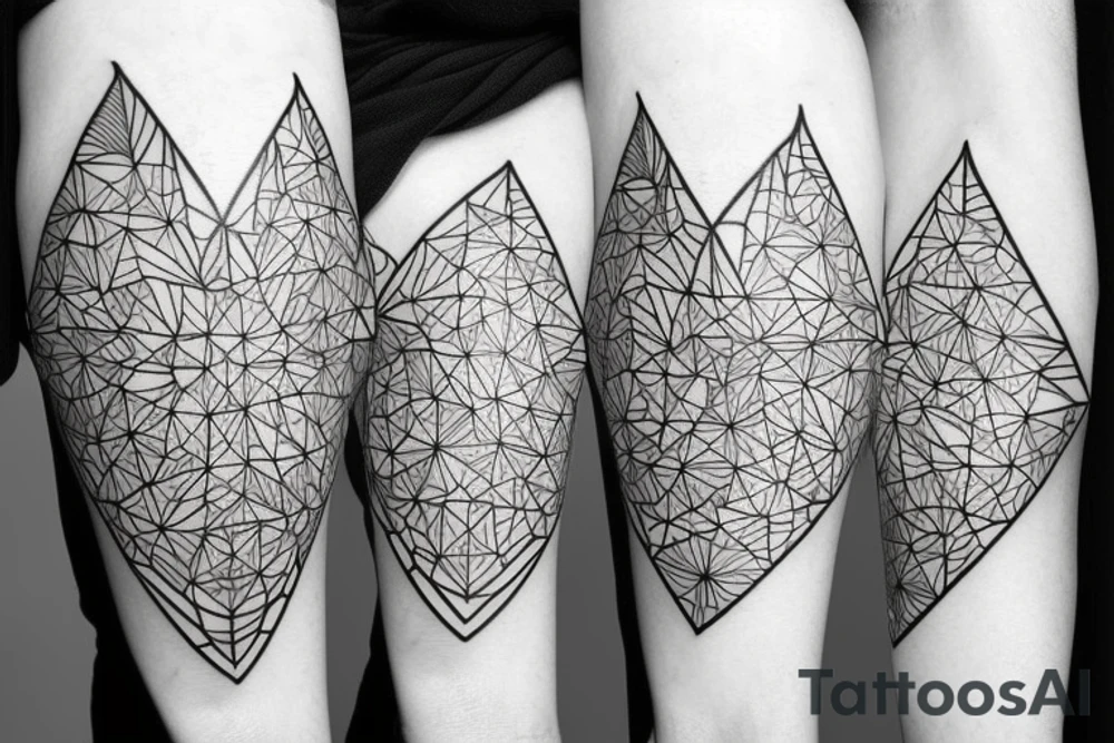 Geometric shapes that slowly change into flowers tattoo idea