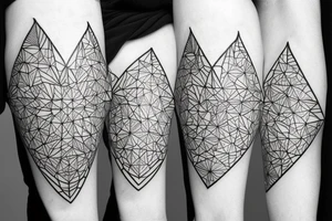 Geometric shapes that slowly change into flowers tattoo idea