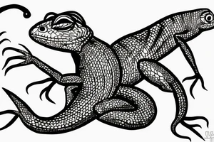 lizard with four legs and long tail tattoo idea
