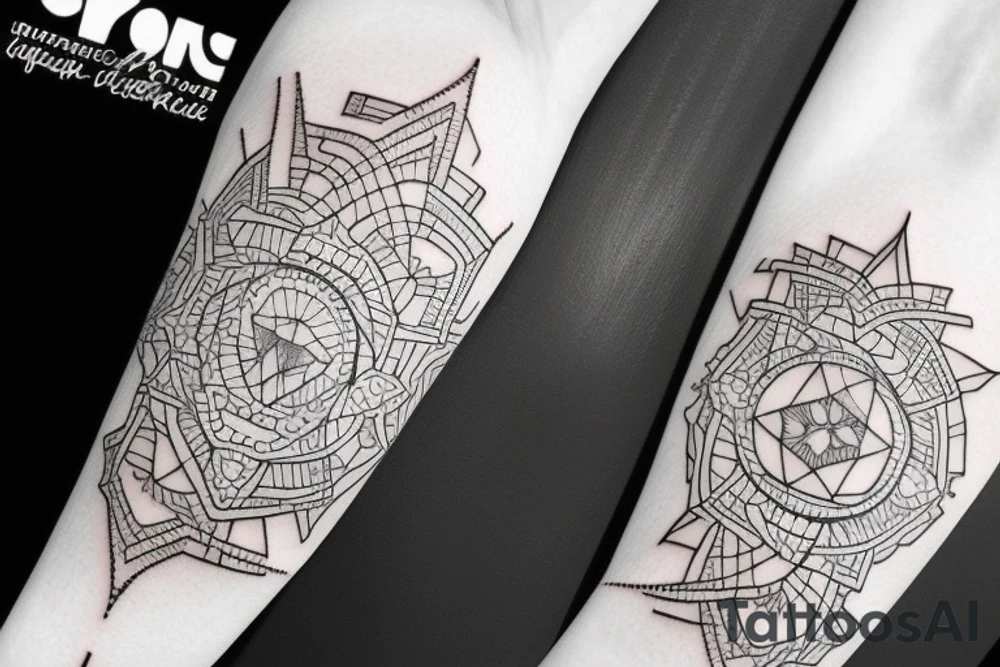 Geometric sleeve tattoo idea