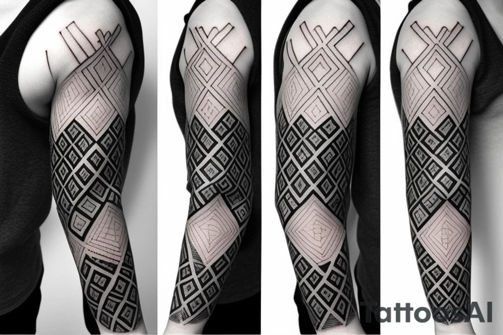 Geometric sleeve tattoo idea