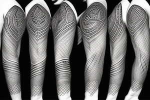 Geometric transition sleeve tattoo idea