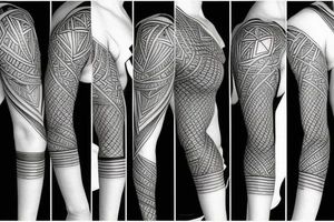 Geometric transition sleeve tattoo idea