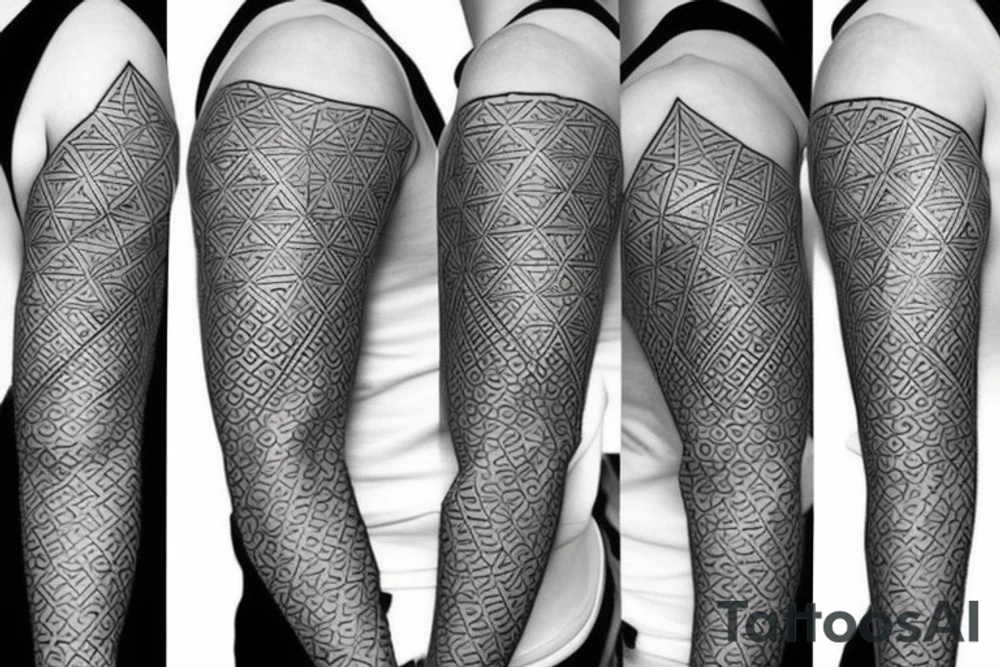 Geometric pattern sleeve tattoo idea