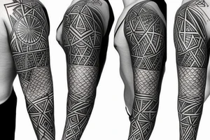 Geometric shapes sleeve tattoo idea
