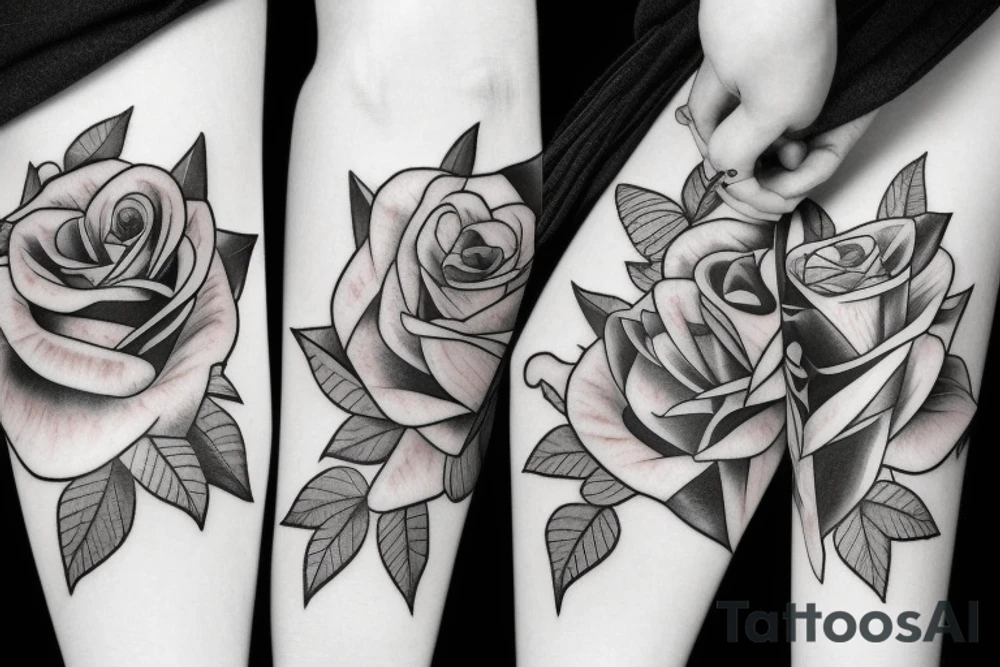 Rose avec des pétales qui tombent et des dates tattoo idea