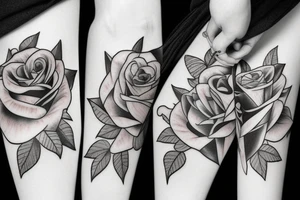 Rose avec des pétales qui tombent et des dates tattoo idea