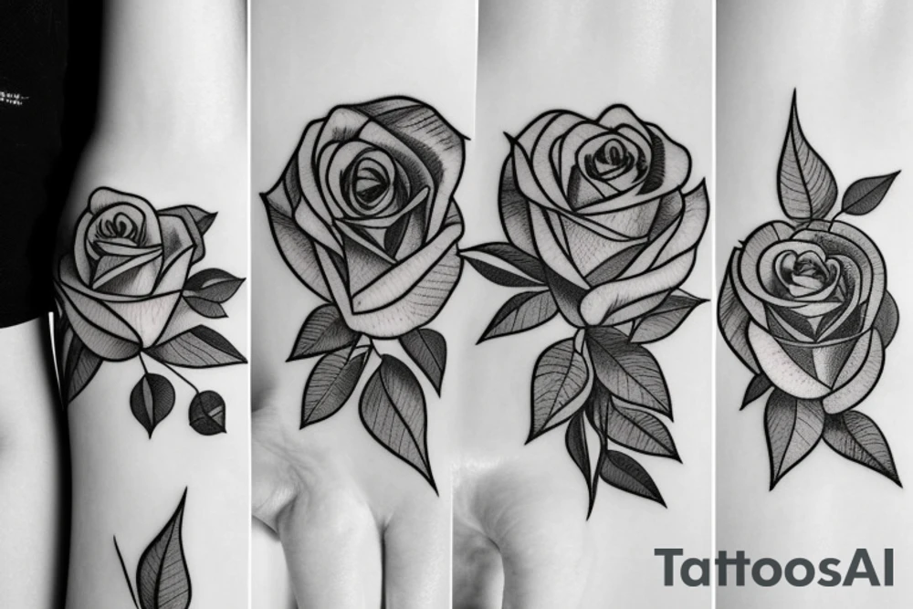 Rose avec des pétales qui tombent et des dates tattoo idea
