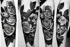 Rose avec tiges avec des pétales qui tombent et des dates tattoo idea