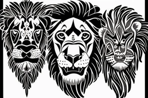 A lion with two cubs tattoo idea