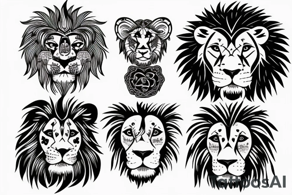A lion with two cubs tattoo idea