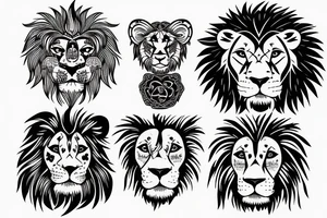 A lion with two cubs tattoo idea