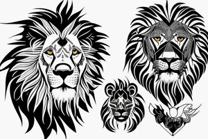 A lion with two cubs tattoo idea