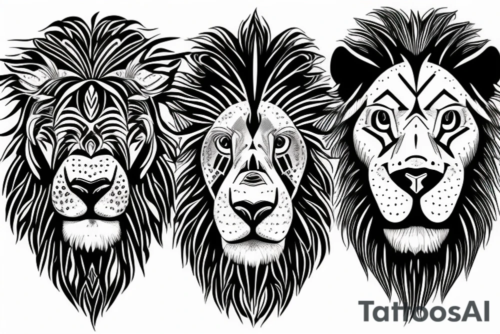 A lion with two cubs tattoo idea