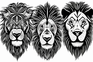 A lion with two cubs tattoo idea