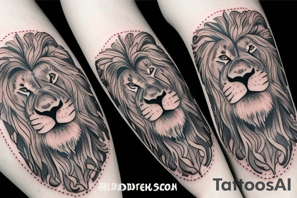 A lion with two cubs tattoo idea
