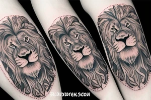 A lion with two cubs tattoo idea