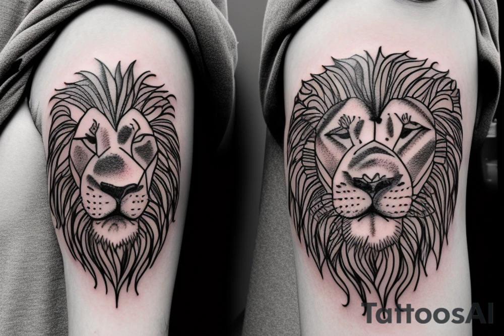A lion with two cubs tattoo idea