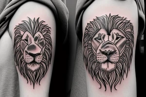 A lion with two cubs tattoo idea