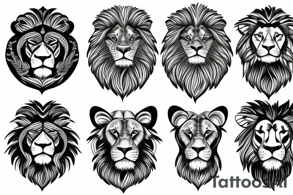 A lion with two cubs tattoo idea