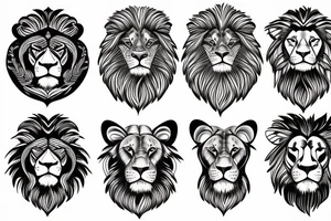 A lion with two cubs tattoo idea
