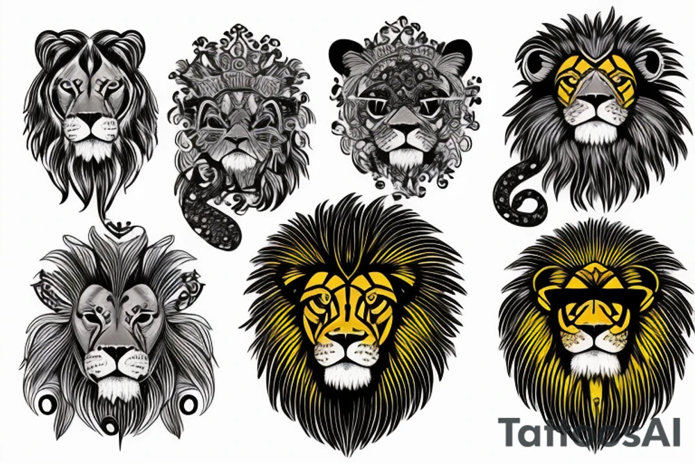 A lion with two cubs tattoo idea