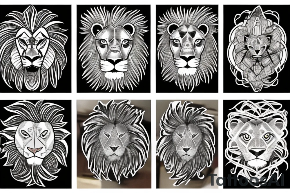 A lion with two cubs tattoo idea