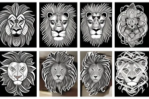 A lion with two cubs tattoo idea