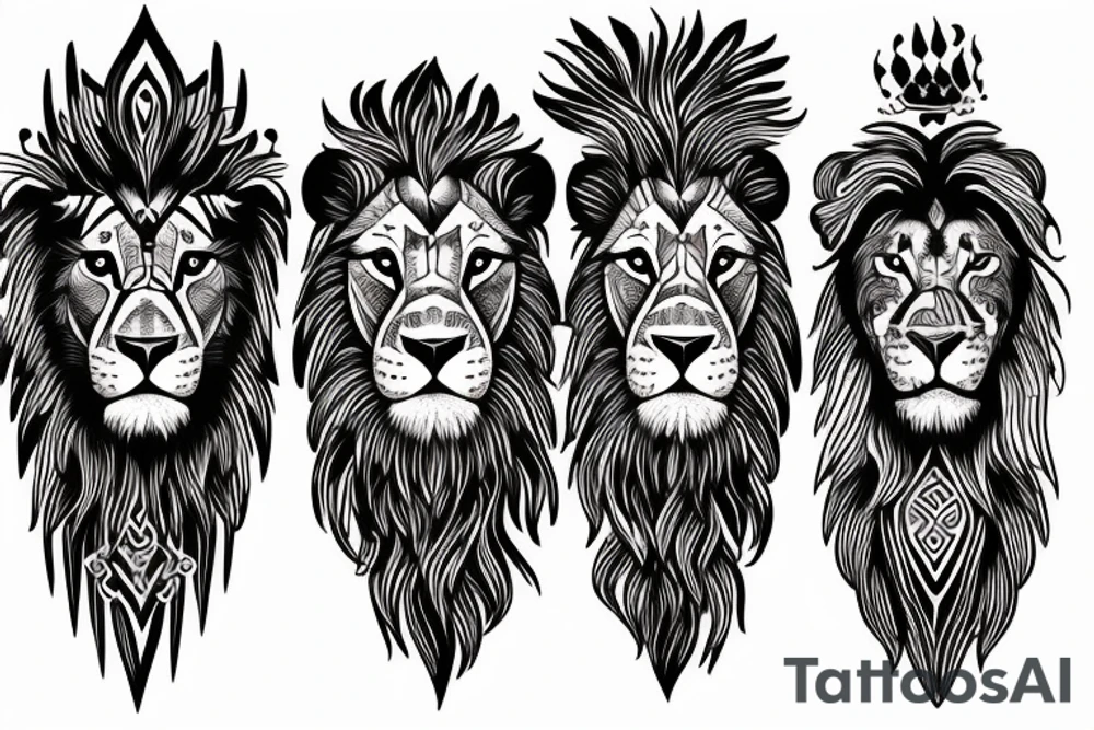 A lion with two cubs tattoo idea
