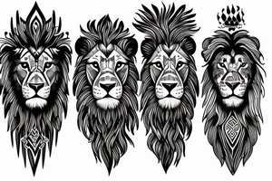 A lion with two cubs tattoo idea