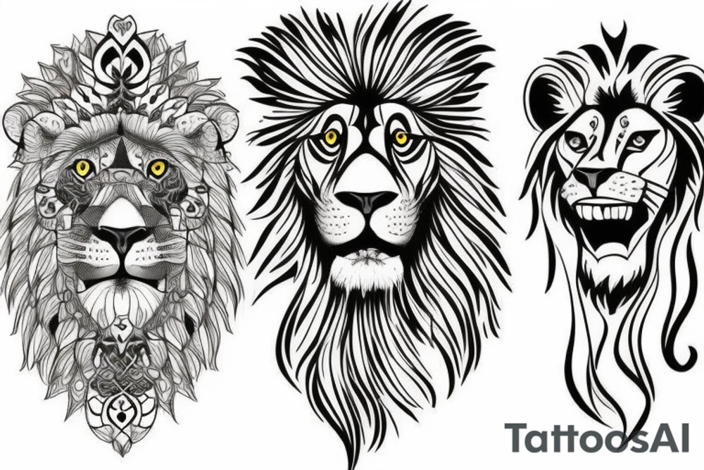 A lion with two cubs tattoo idea