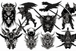 demon hunter samurai with wings tattoo idea
