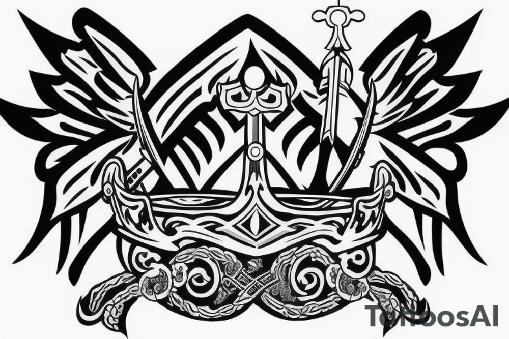 king crown with wings and a sword tattoo idea