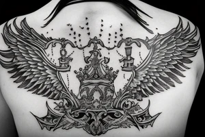 king crown with wings and a sword tattoo idea