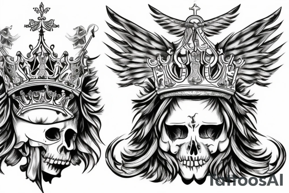 king crown with wings and a sword tattoo idea