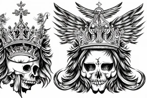 king crown with wings and a sword tattoo idea