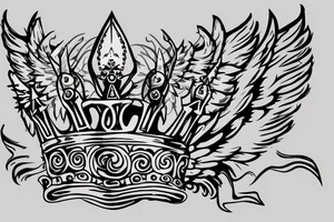 king crown with wings and a sword tattoo idea