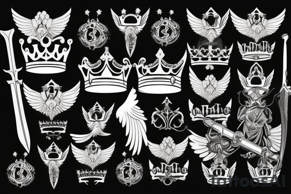 the number 24 wholesale with a king's crown with wings and a sword tattoo idea