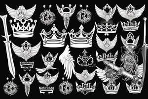 the number 24 wholesale with a king's crown with wings and a sword tattoo idea