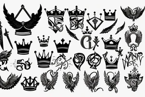the number 24 wholesale with a king's crown with wings and a sword tattoo idea