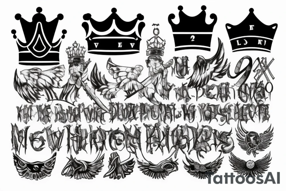 the number 24 wholesale with a king's crown with wings and a sword tattoo idea
