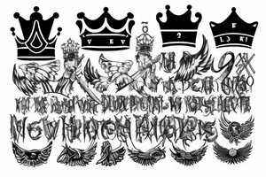 the number 24 wholesale with a king's crown with wings and a sword tattoo idea