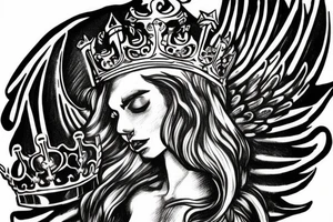 the number 24 close up with a king crown with wings and a sword tattoo idea