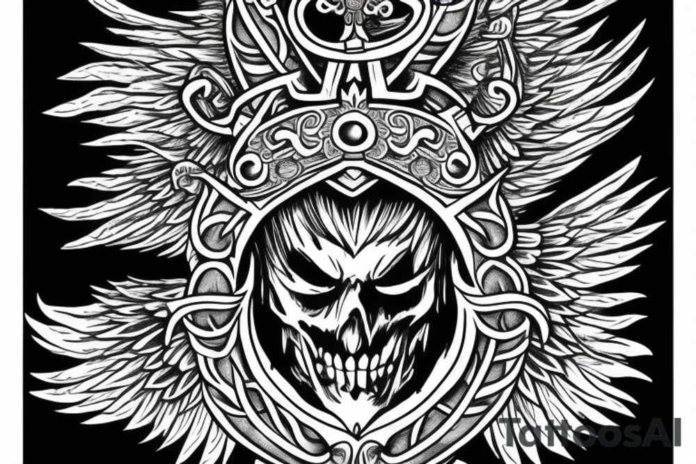 a king's crown with wings and two swords and serpents tattoo idea