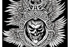 a king's crown with wings and two swords and serpents tattoo idea