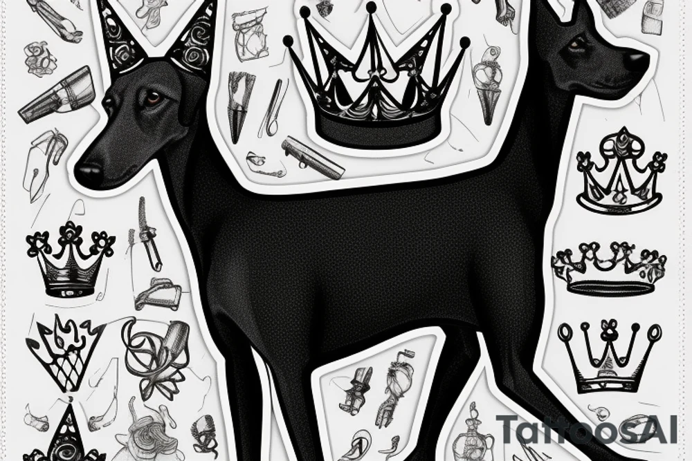 doberman with a crown tattoo idea
